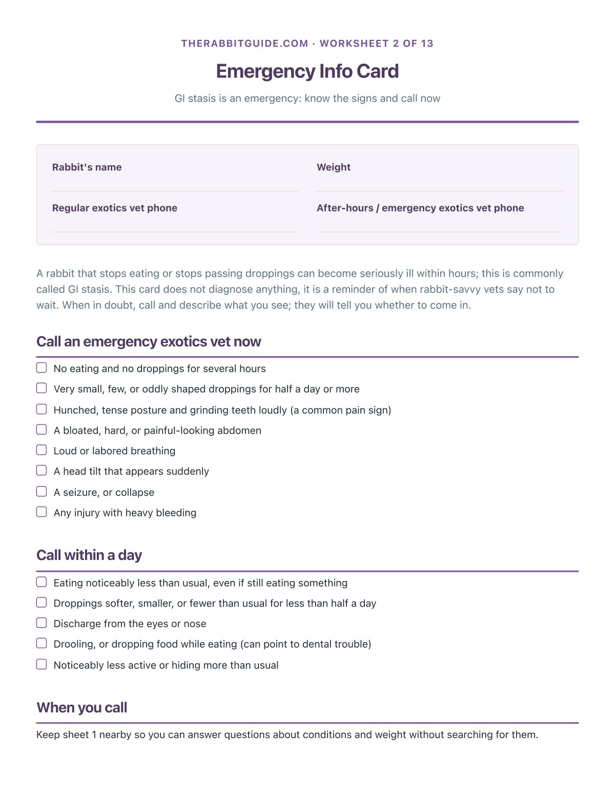 Emergency Info Card