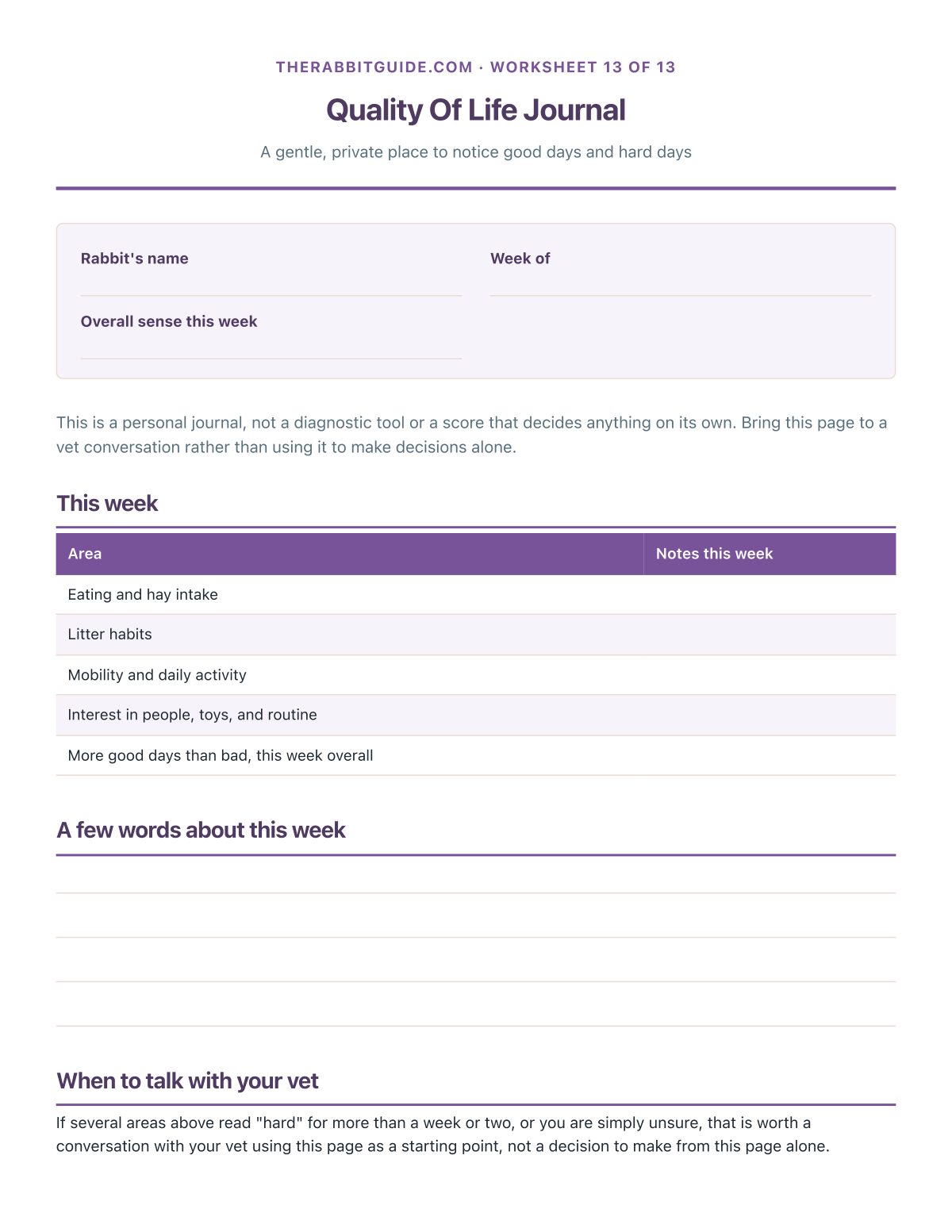 Quality Of Life Journal